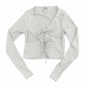 Silver Shimmery Tie-Front Cardigan